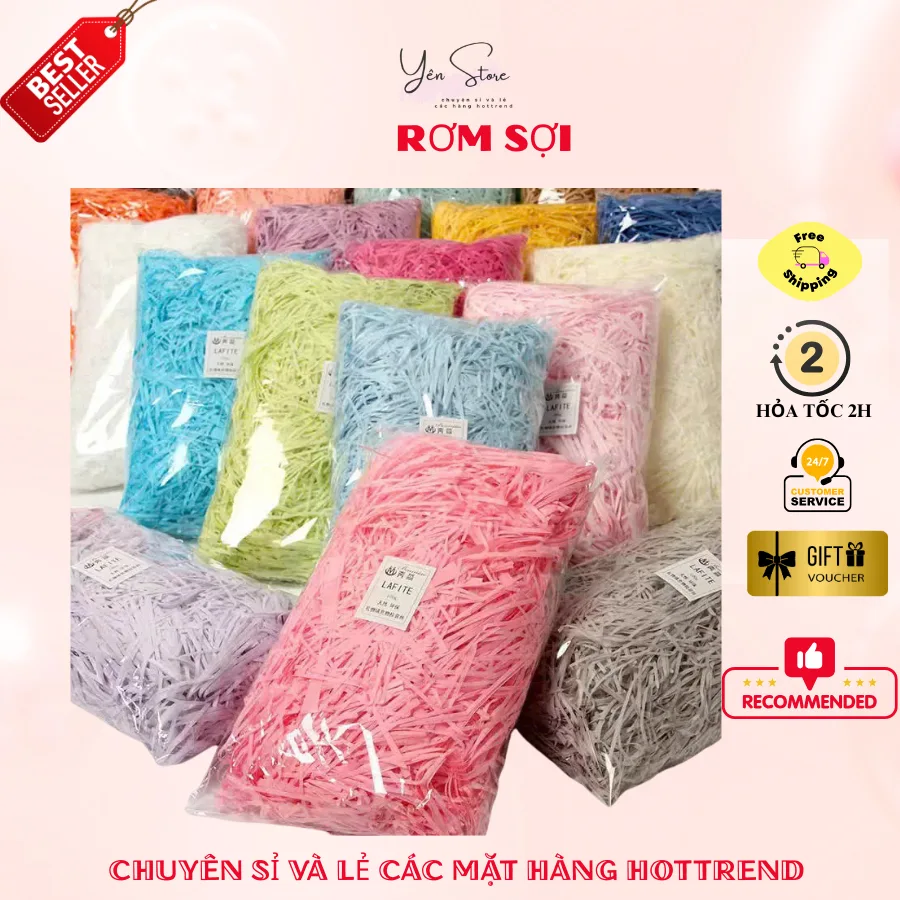 Giấy Rơm Sợi Lót Hộp Quà Tặng Nhiều Màu Sắc, Giấy Sợi Trang Trí Hộp Quà, Chống Va Đập Đồ handmade